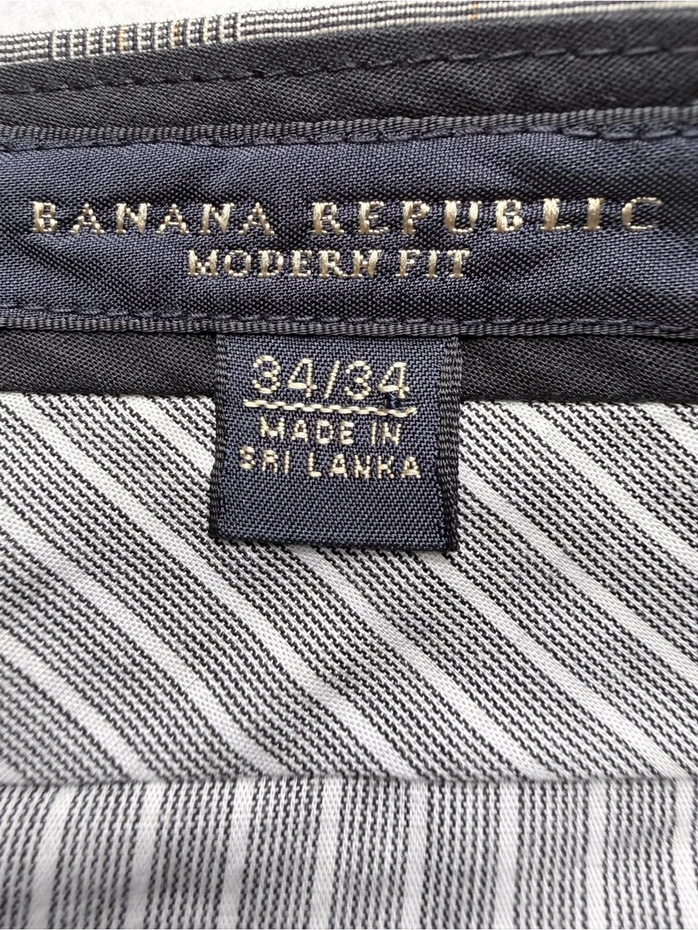 Banana Republic Dress Pants Modern Fit Men’s 34×34 Gray Glen Plaid Cotton